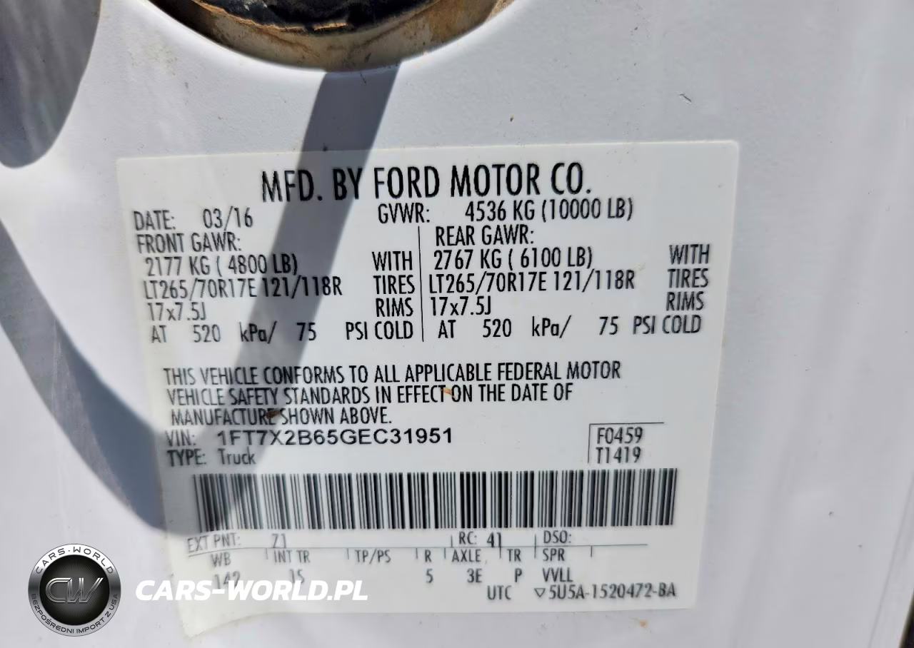 2016 Ford F250 Super Duty VIN:1FT7X2B65GEC31951 - 12