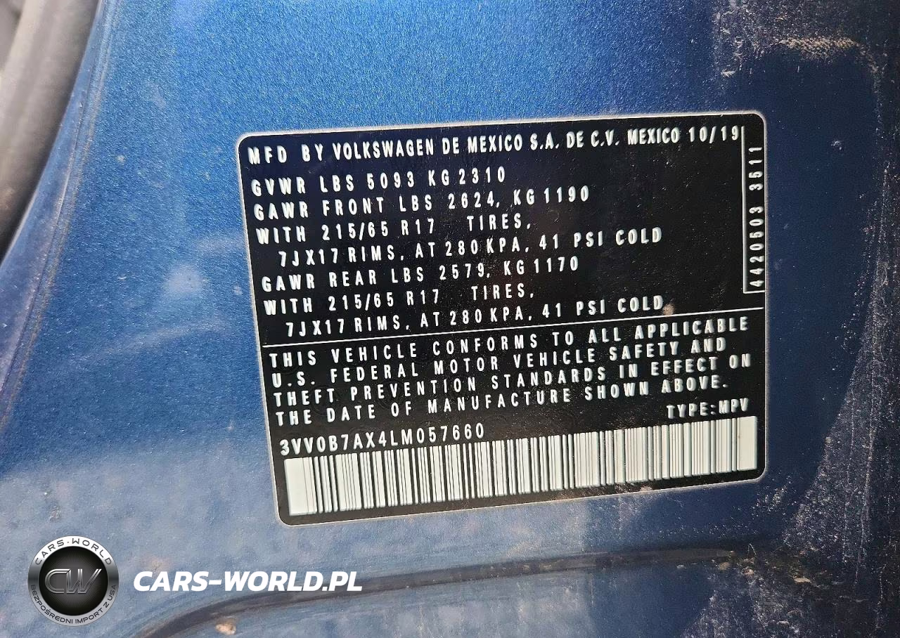 2020 Volkswagen Tiguan S VIN:3VV0B7AX4LM057660 - 13