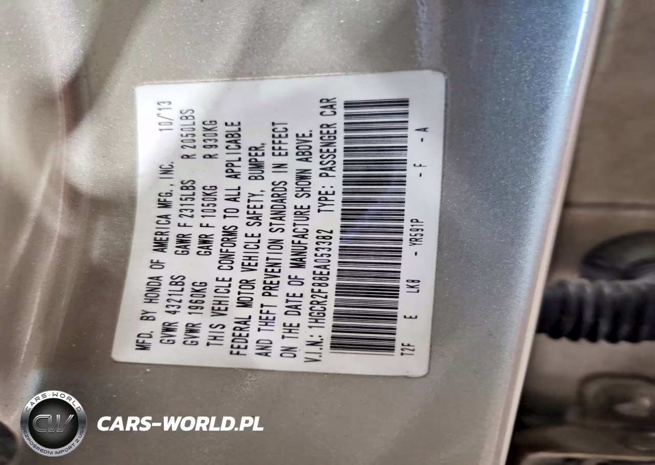 2014 Honda Accord Exl VIN:1HGCR2F88EA053382 - 12