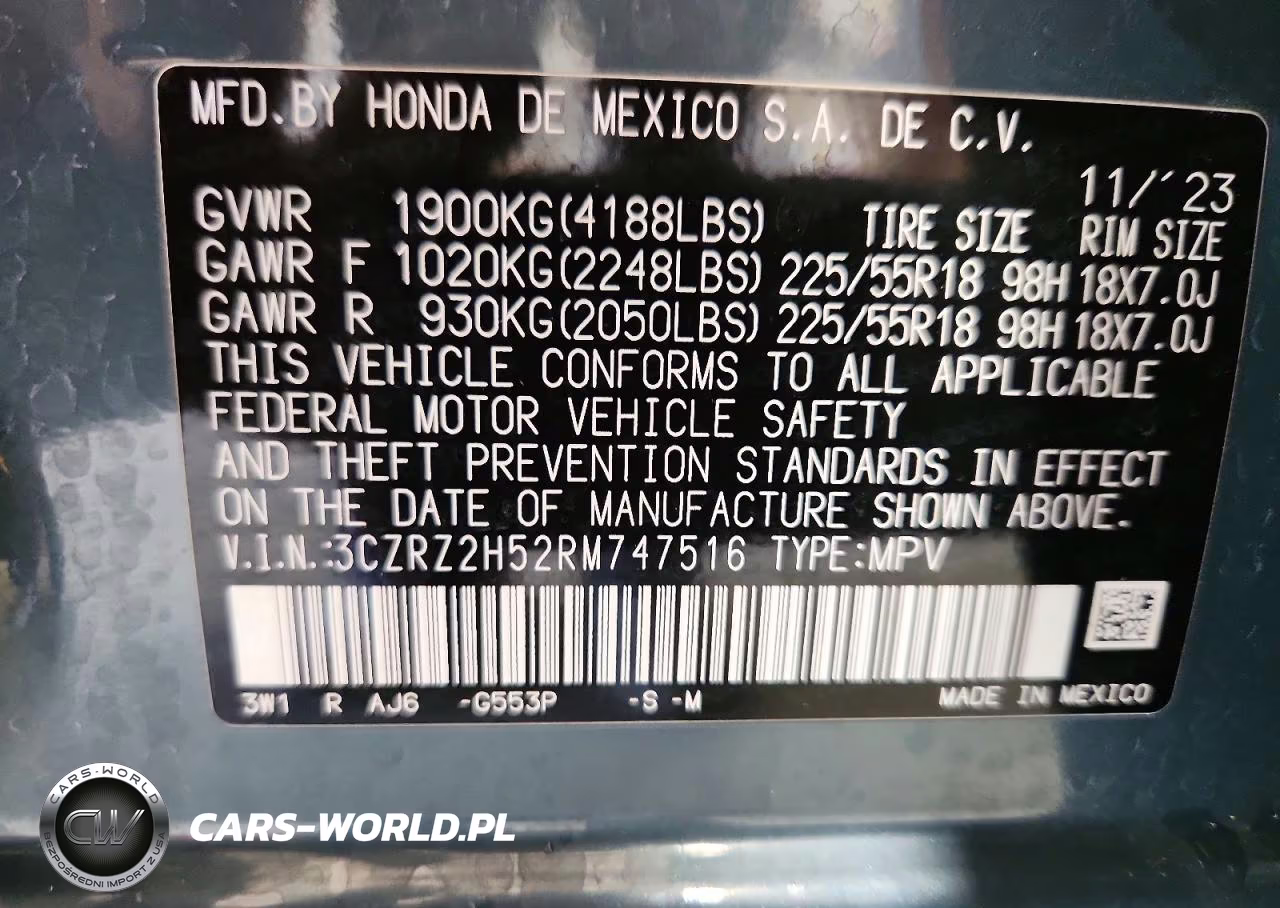 2024 Honda Hr-V Sport VIN:3CZRZ2H52RM747516 - 14