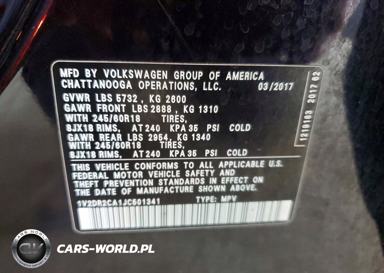 2018 Volkswagen Atlas Se VIN:1V2DR2CA1JC501341 - 13