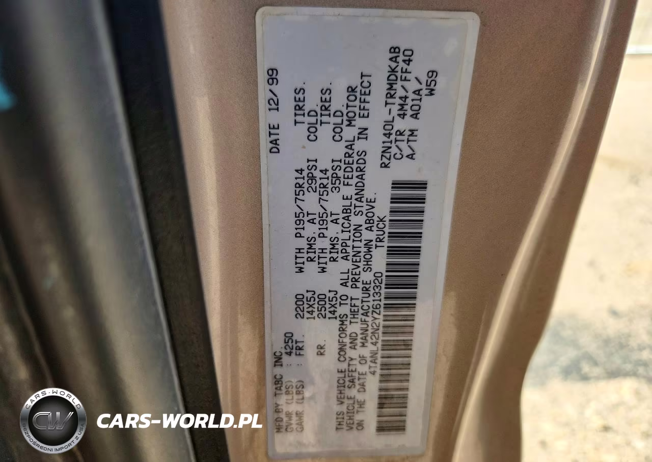 2000 Toyota Tacoma Base VIN:4TANL42N2YZ613320 - 13