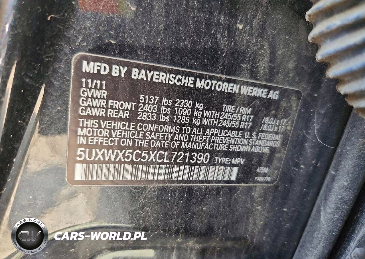 2012 BMW X3 xDrive28I VIN:5UXWX5C5XCL721390 - 12