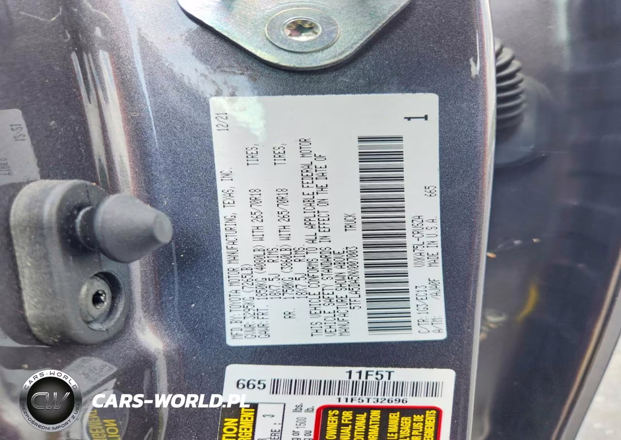 2022 Toyota Tundra Sr5 VIN:5TFLA5DA5NX007003 - 12