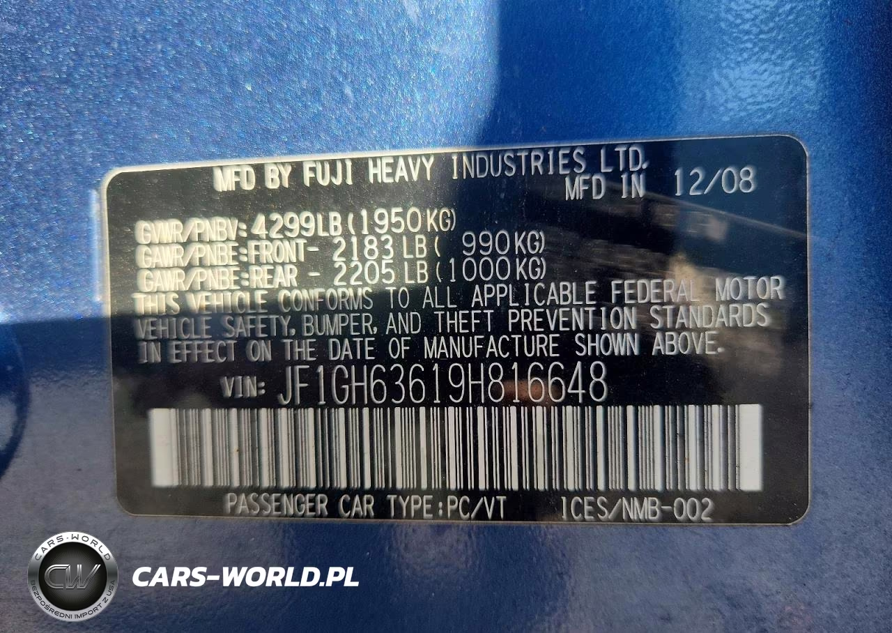 2009 Subaru Impreza Outback Sport VIN:JF1GH63619H816648 - 12
