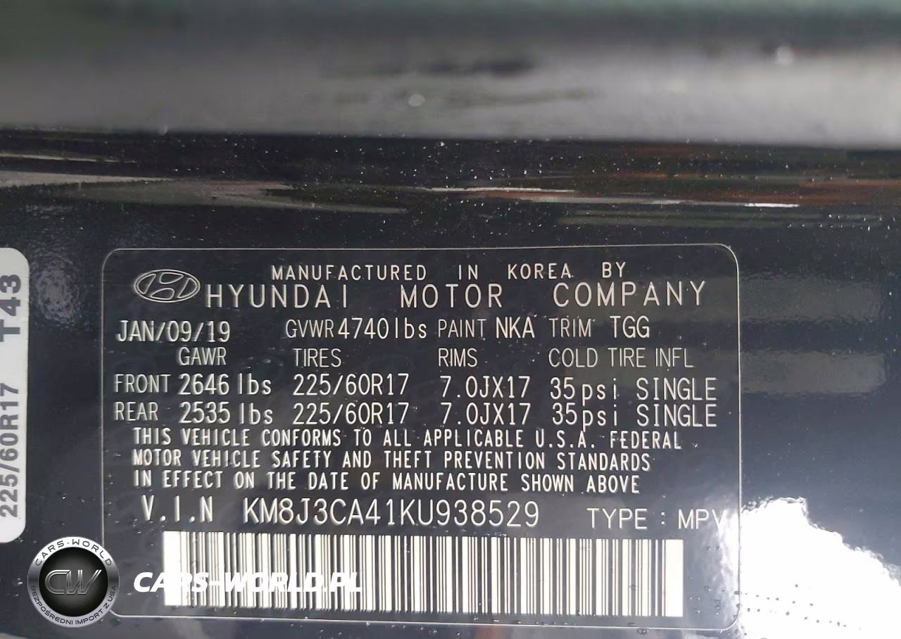 2019 Hyundai Tucson Value VIN:KM8J3CA41KU938529 - 13