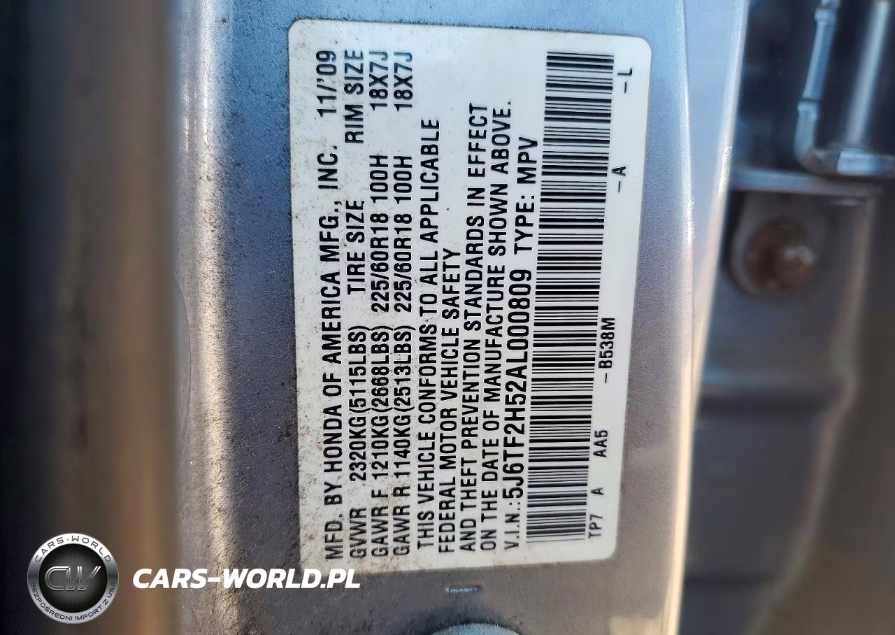2010 Honda Accord Crosstour Exl VIN:5J6TF2H52AL000809 - 12