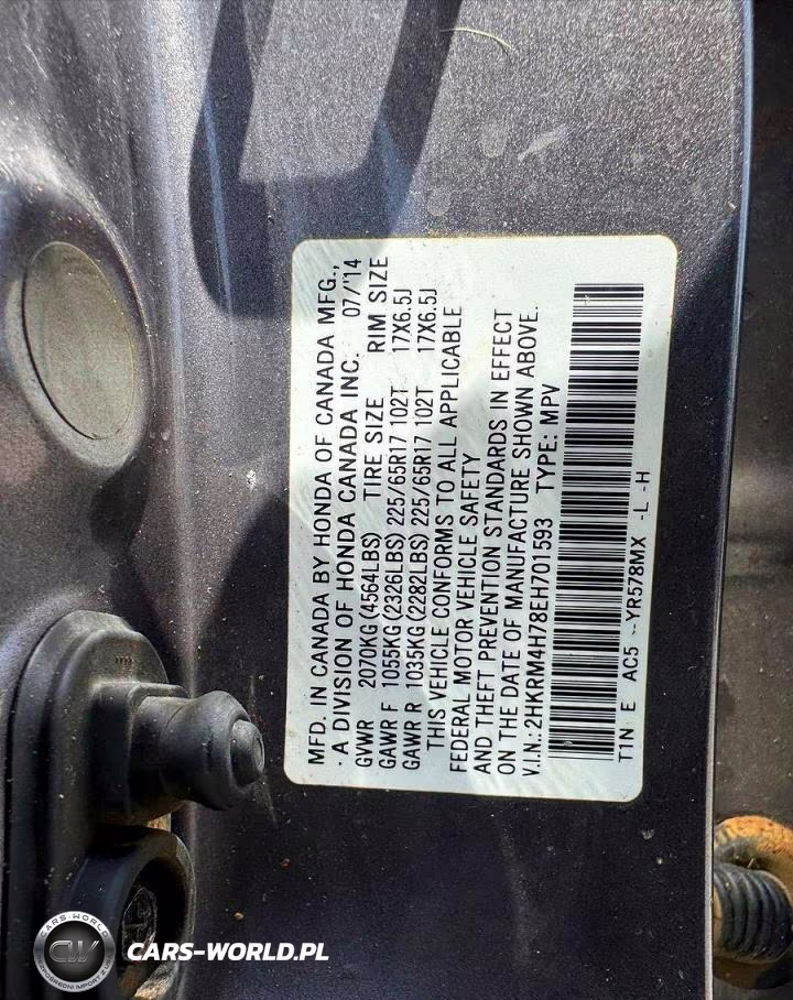 2014 Honda Cr-V Exl VIN:2HKRM4H78EH701593 - 10