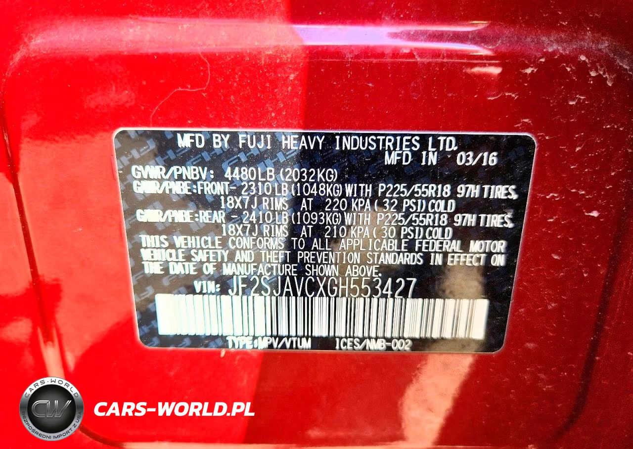 2016 Subaru Forester 2.5I Touring VIN:JF2SJAVCXGH553427 - 12