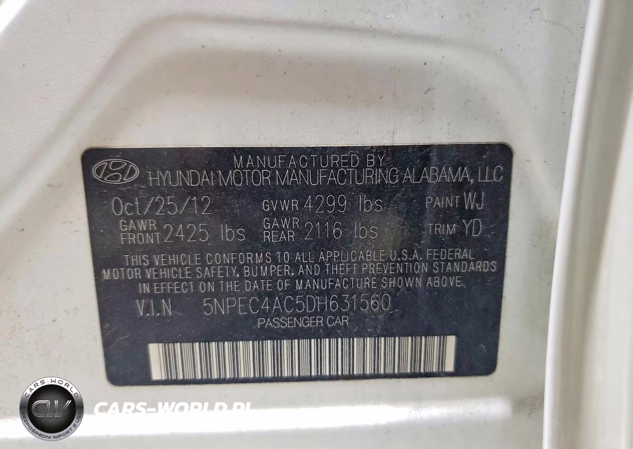 2013 Hyundai Sonata Limited VIN:5NPEC4AC5DH631560 - 12