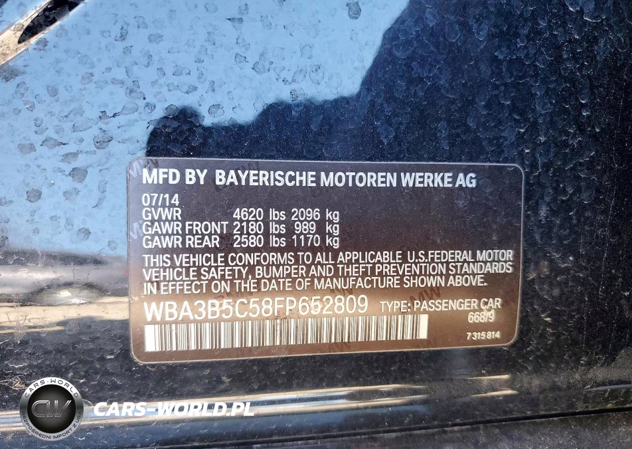 2015 BMW 328 Xi Sulev VIN:WBA3B5C58FP652809 - 12