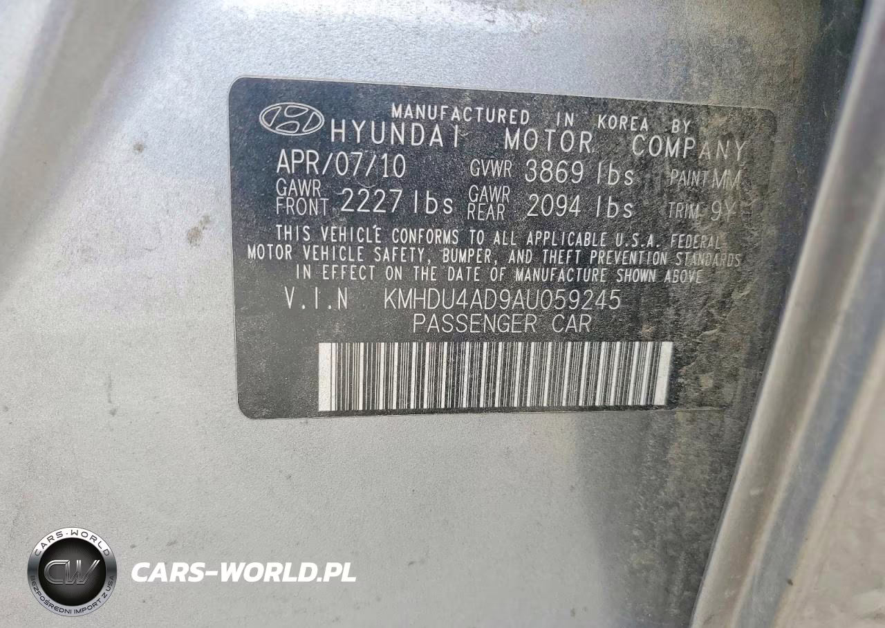 2010 Hyundai Elantra Gls VIN:KMHDU4AD9AU059245 - 12