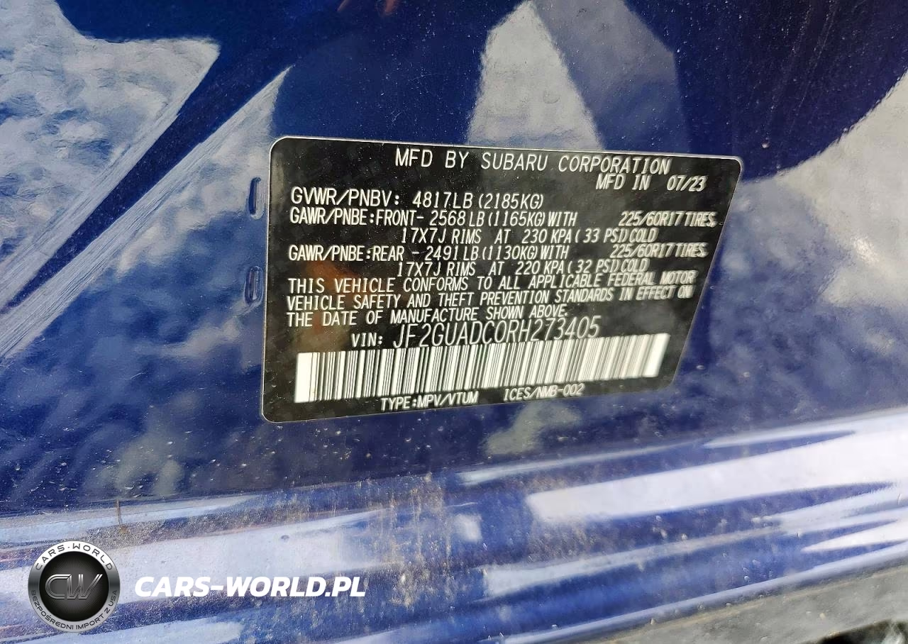 2024 SUBARU CROSSTREK PREMIUM VIN:JF2GUADC0RH273405 - 12