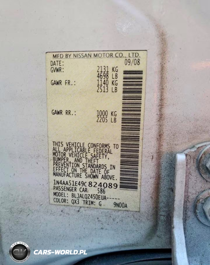 2009 Nissan Maxima 3.5 S VIN:1N4AA51E49C824089 - 12