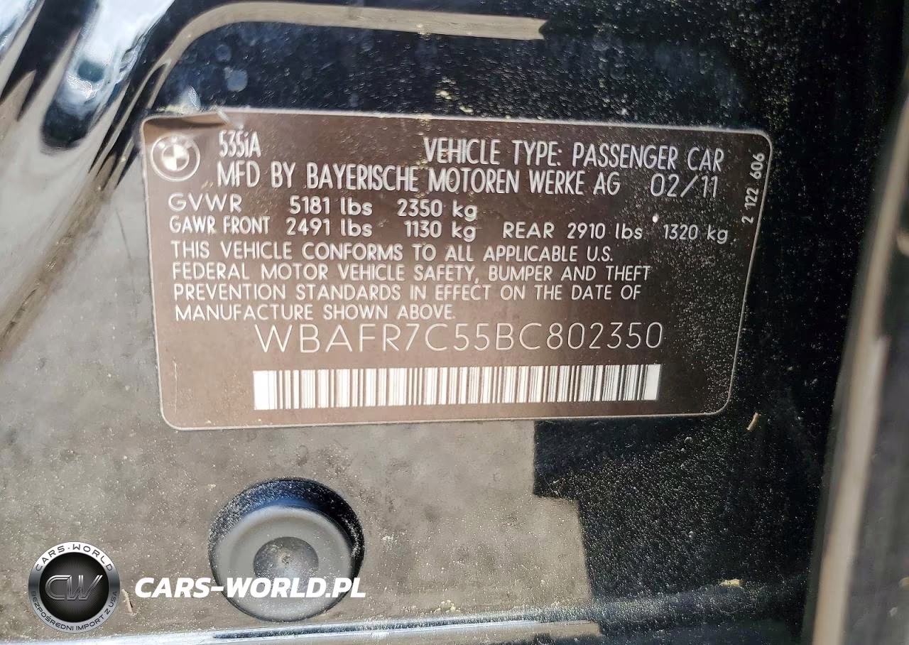 2011 BMW 535 I VIN:WBAFR7C55BC802350 - 12