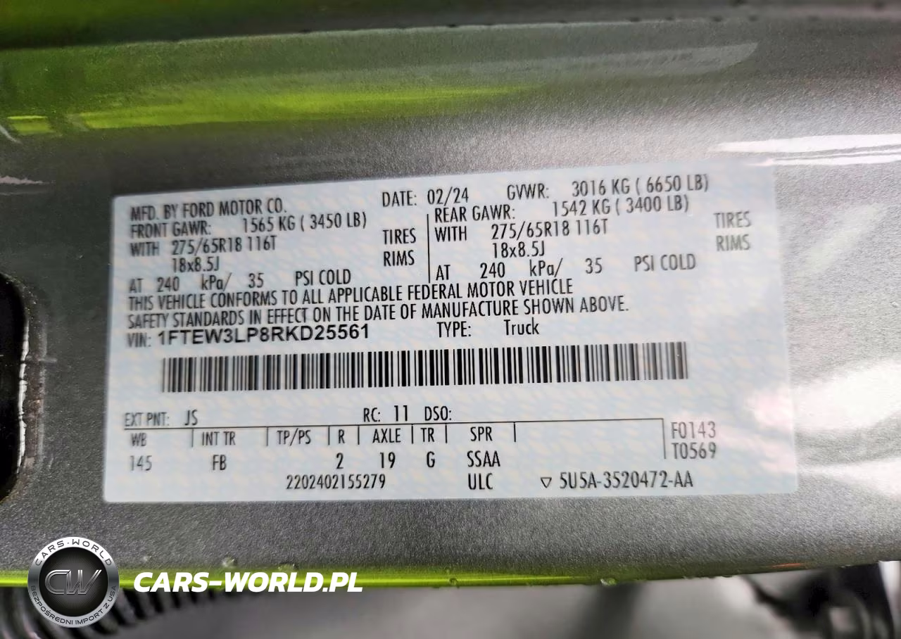 2024 Ford F150 Xlt VIN:1FTEW3LP8RKD25561 - 12