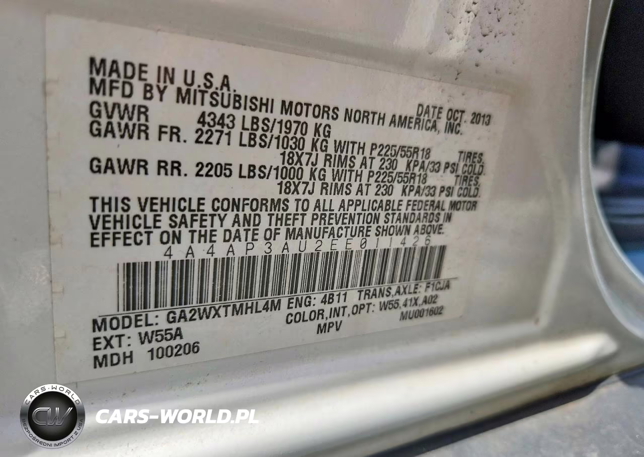 2014 Mitsubishi Outlander Sport Es VIN:4A4AP3AU2EE011426 - 14