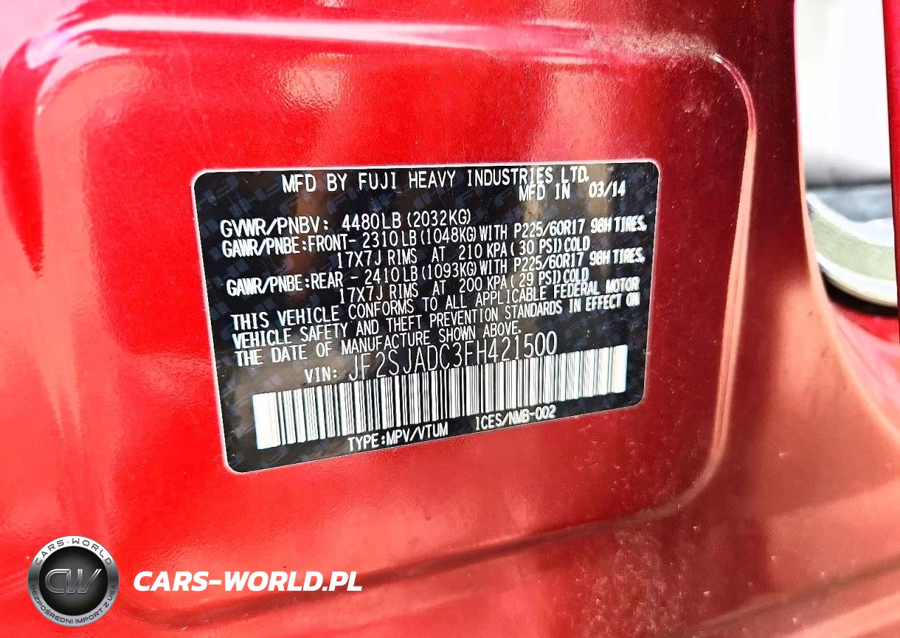2015 Subaru Forester 2.5I Premium VIN:JF2SJADC3FH421500 - 13