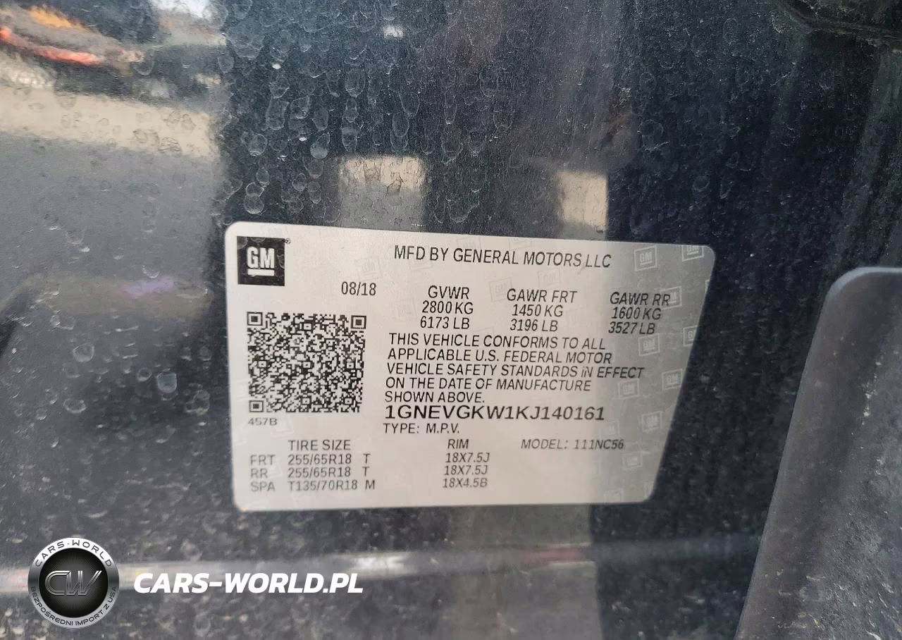 2019 Chevrolet Traverse Lt VIN:1GNEVGKW1KJ140161 - 14