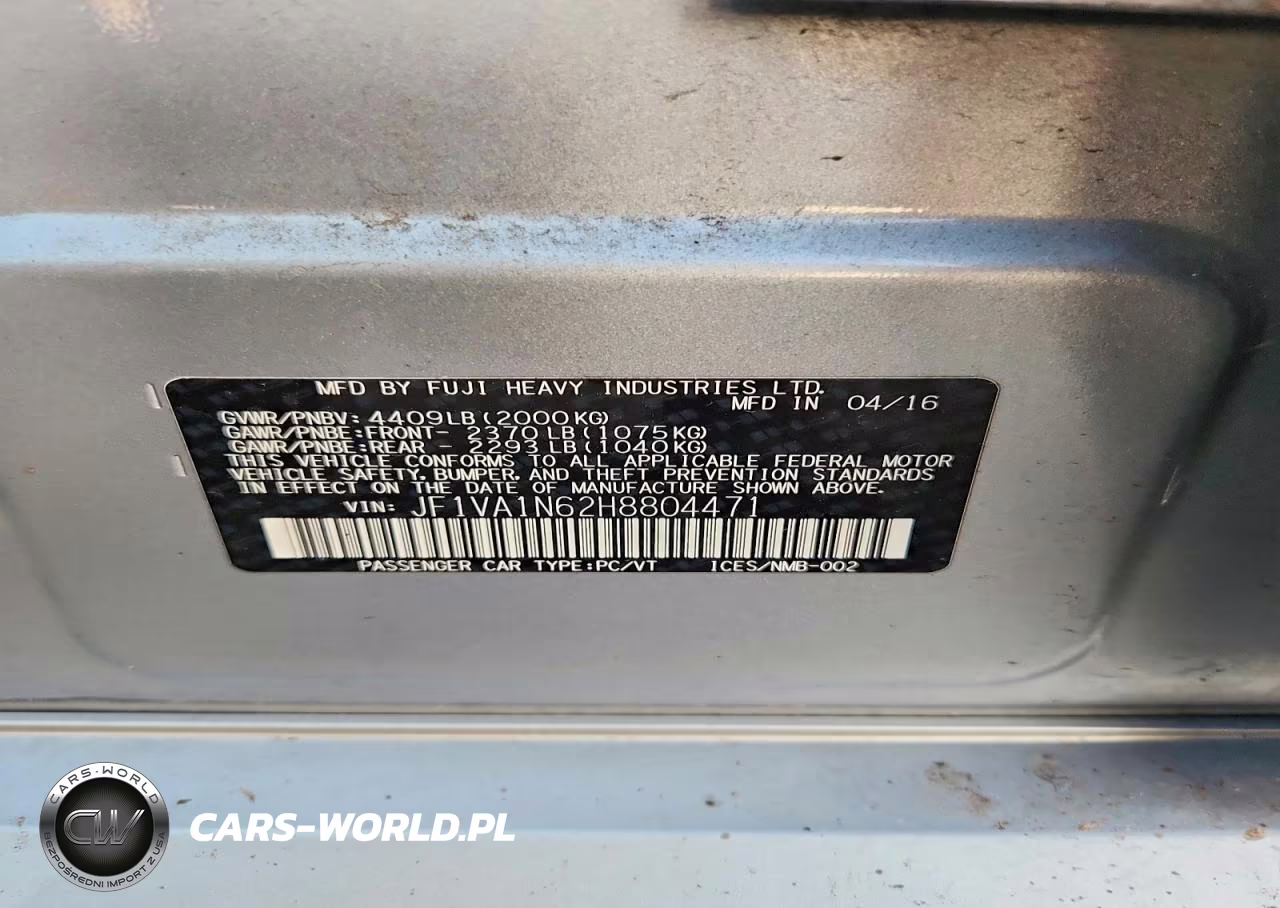 2017 Subaru Wrx Limited VIN:JF1VA1N62H8804471 - 12