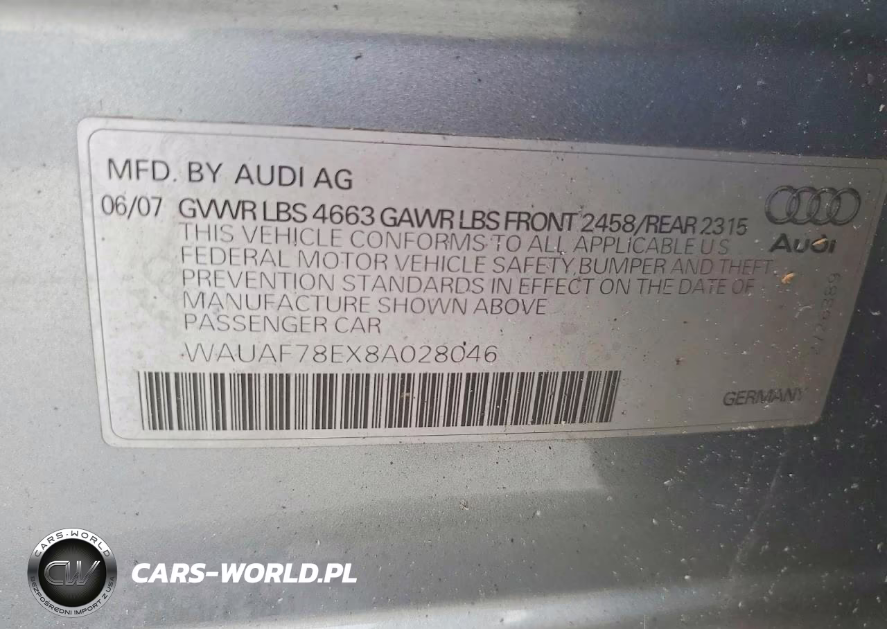 2008 Audi A4 2.0T VIN:WAUAF78EX8A028046 - 12