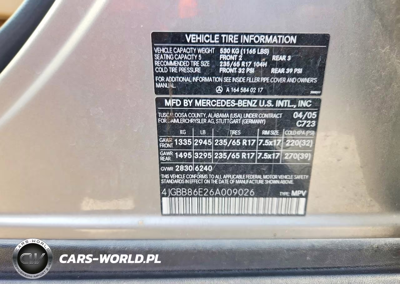 2006 Mercedes-Benz Ml 350 VIN:4JGBB86E26A009026 - 12