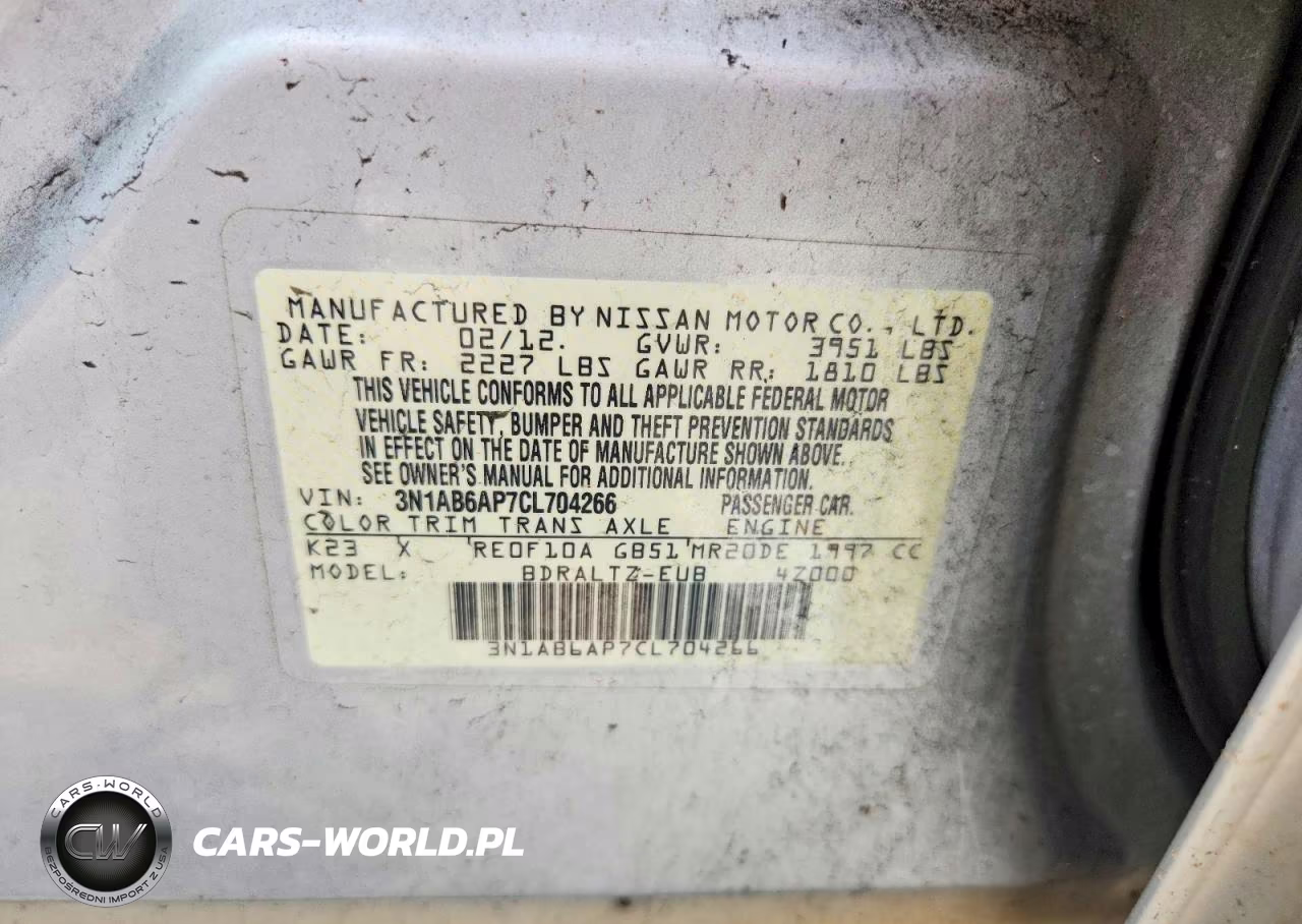 2012 Nissan Sentra 2.0 VIN:3N1AB6AP7CL704266 - 13