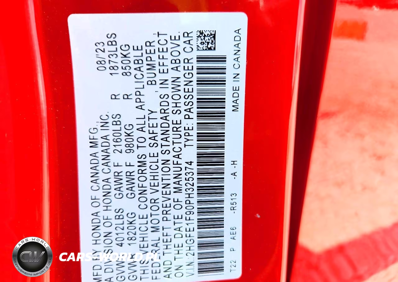 2023 Honda Civic Touring VIN:2HGFE1F90PH325374 - 13