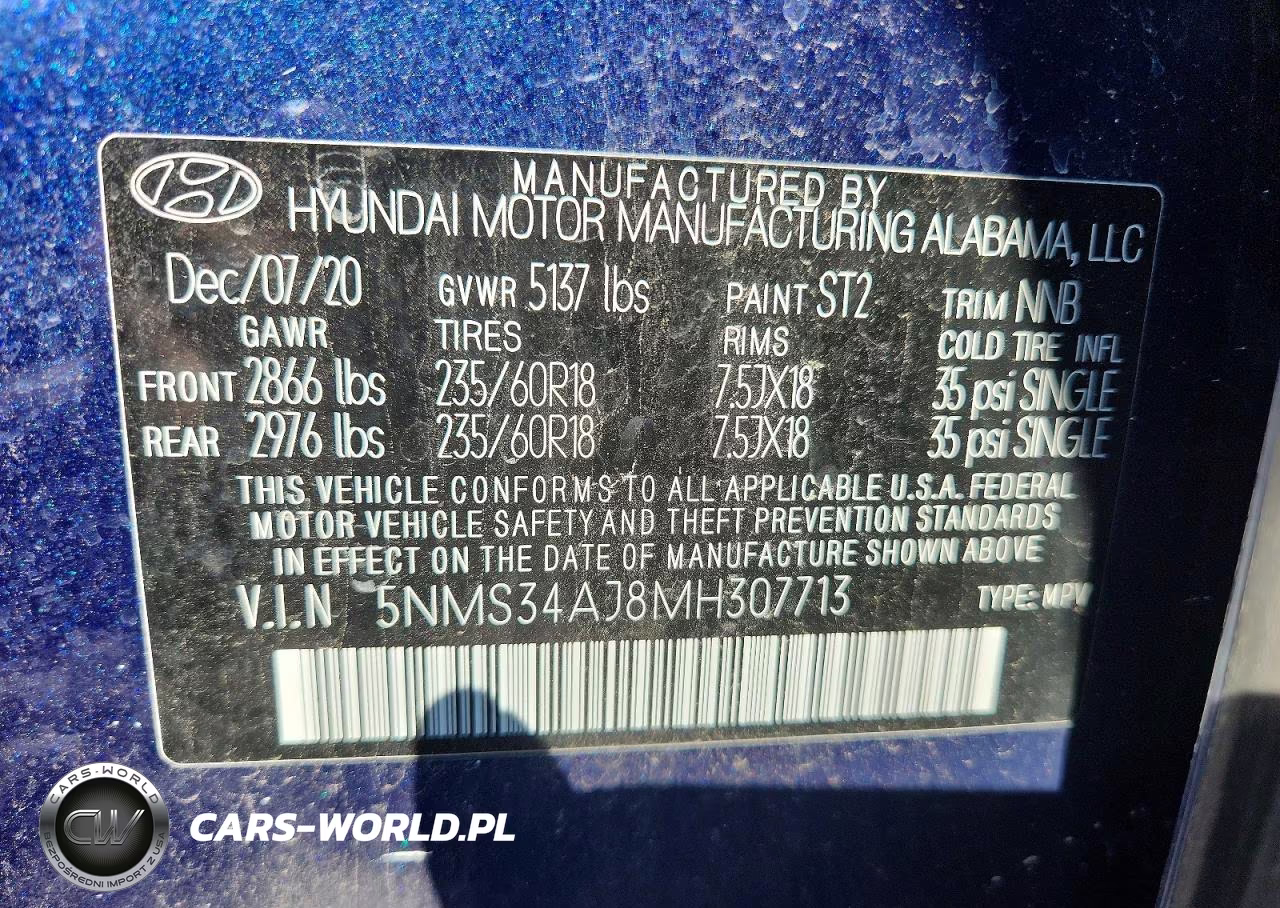 2021 Hyundai Santa Fe Sel VIN:5NMS34AJ8MH307713 - 13