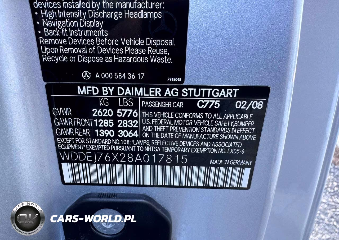2008 Mercedes-Benz Cl 600 VIN:WDDEJ76X28A017815 - 14