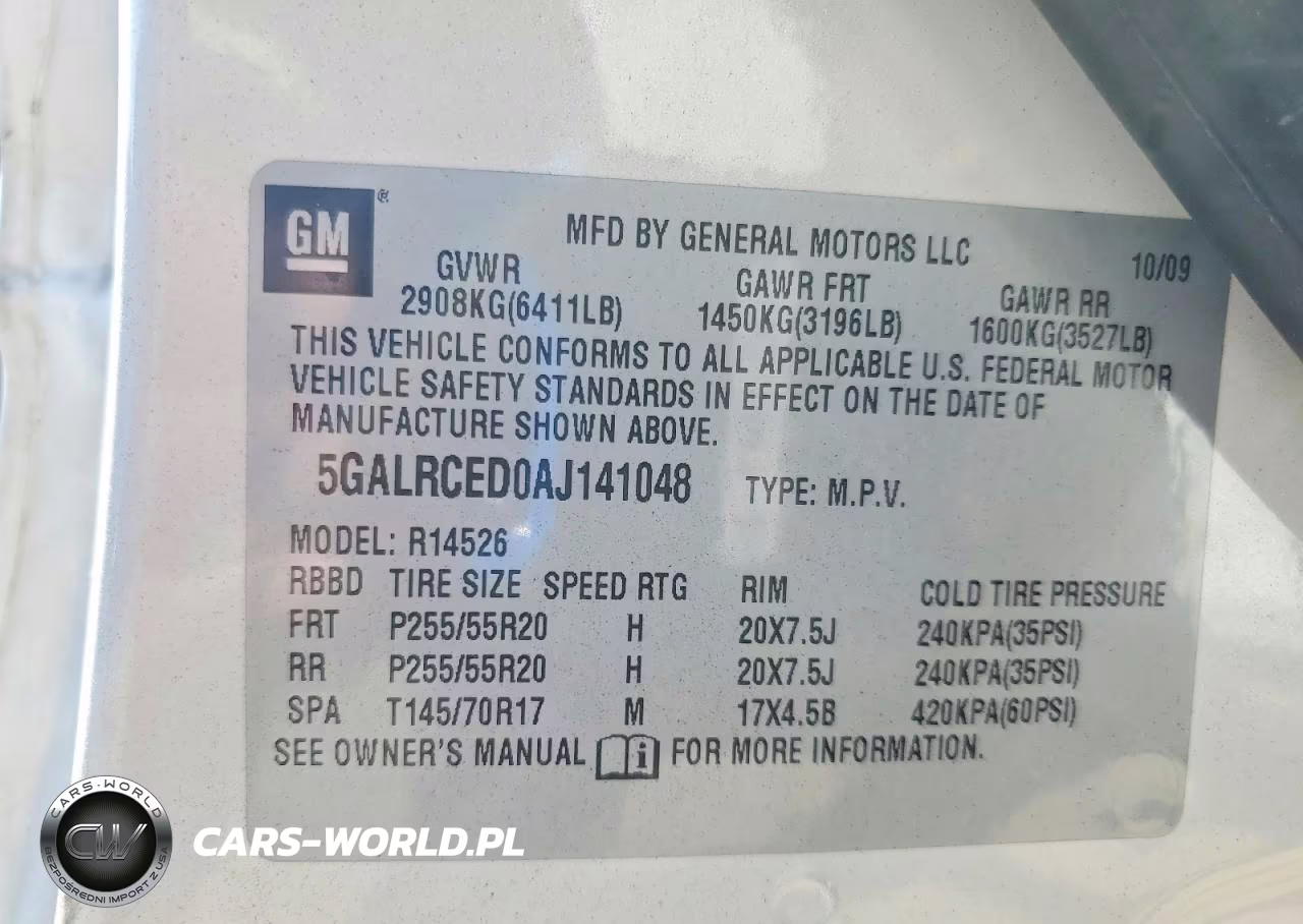 2010 Buick Enclave Cxl VIN:5GALRCED0AJ141048 - 13