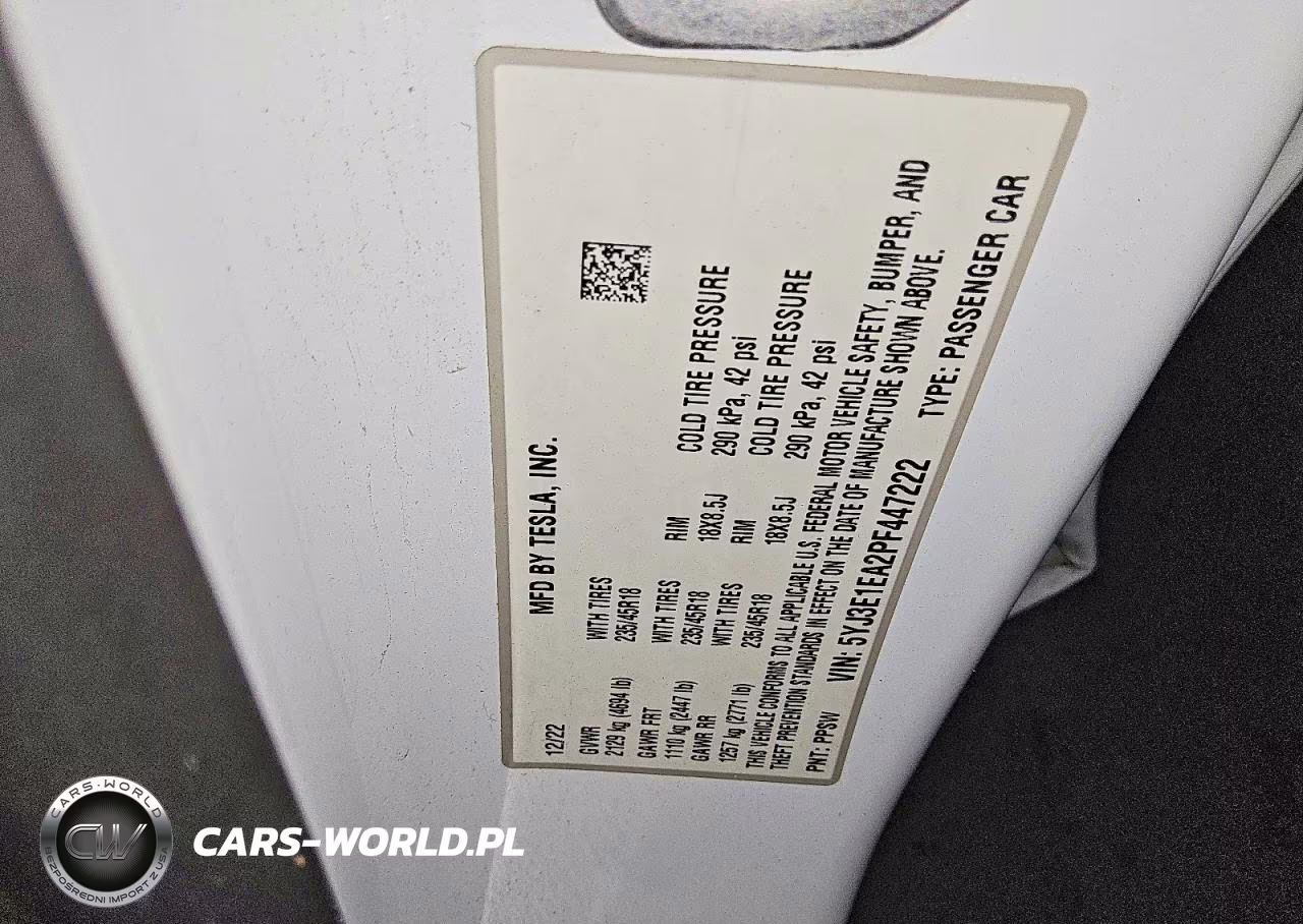2023 Tesla Model 3 VIN:5YJ3E1EA2PF447222 - 12
