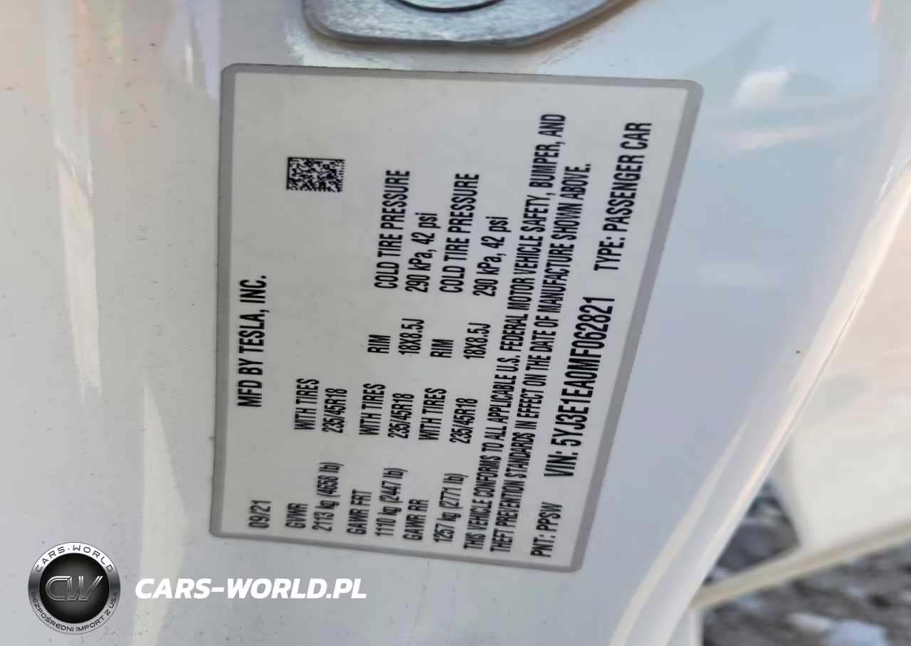 2021 Tesla Model 3 VIN:5YJ3E1EA0MF062821 - 12