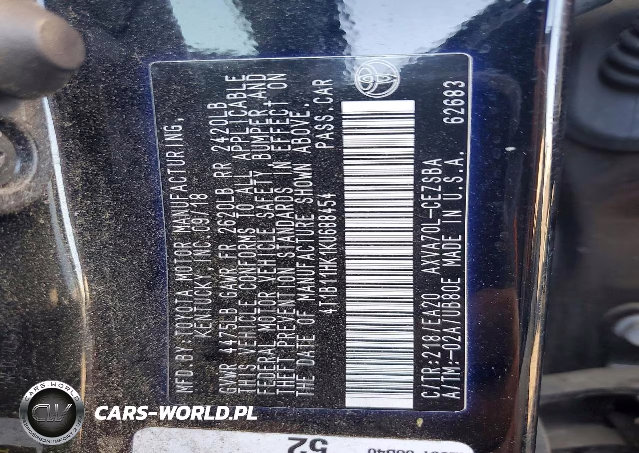 2019 Toyota Camry Se VIN:4T1B11HK1KU688454 - 12