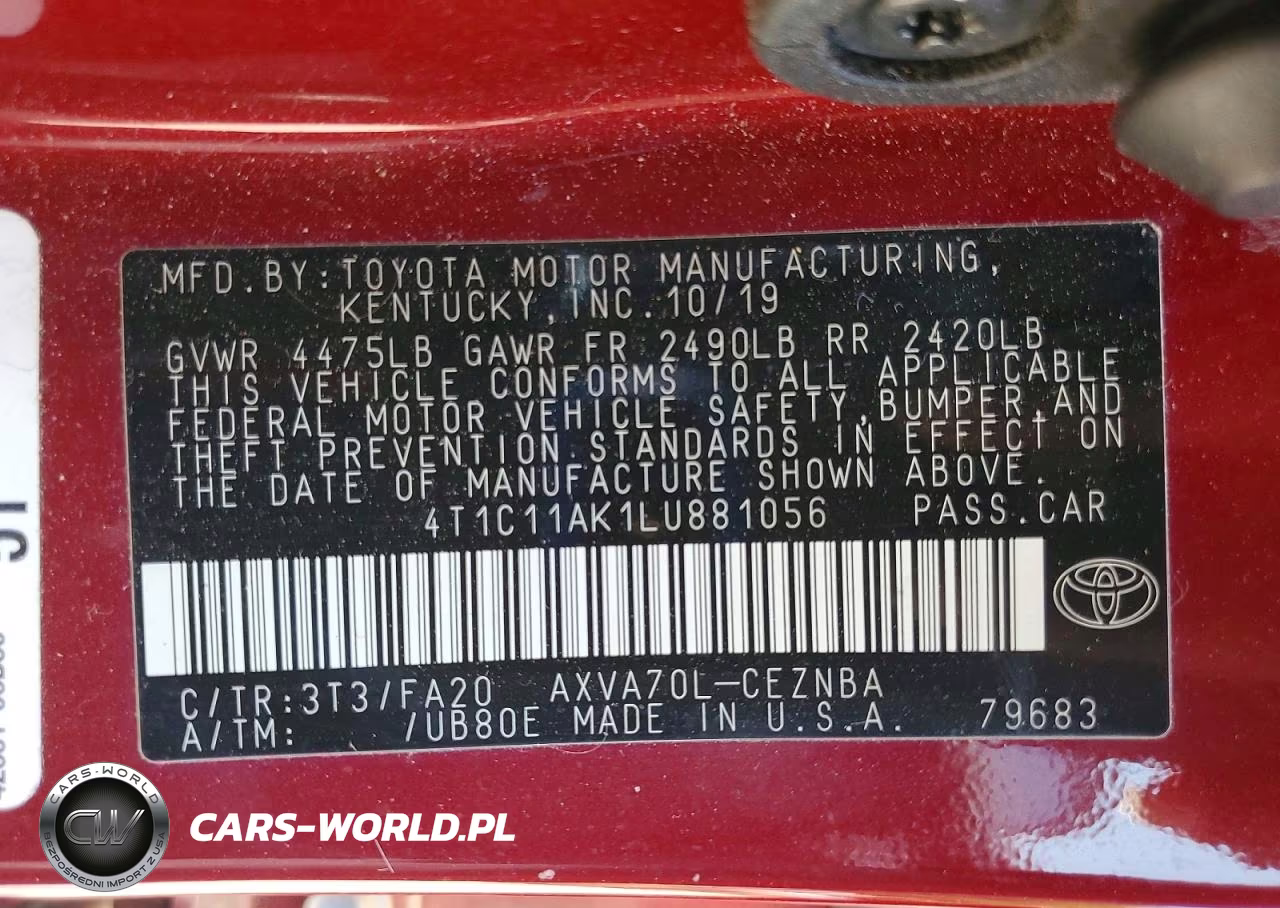 2020 Toyota Camry Le VIN:4T1C11AK1LU881056 - 12