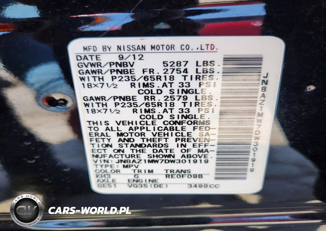 2013 Nissan Murano S VIN:JN8AZ1MW7DW301919 - 12