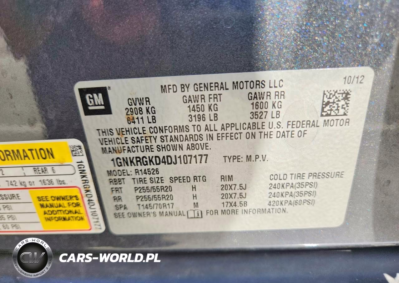 2013 Chevrolet Traverse Lt VIN:1GNKRGKD4DJ107177 - 13
