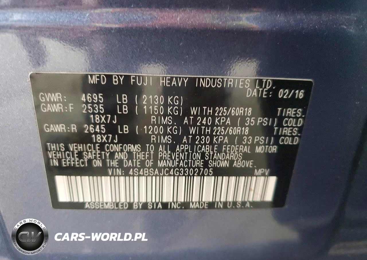 2016 Subaru Outback 2.5I Limited VIN:4S4BSAJC4G3302705 - 12