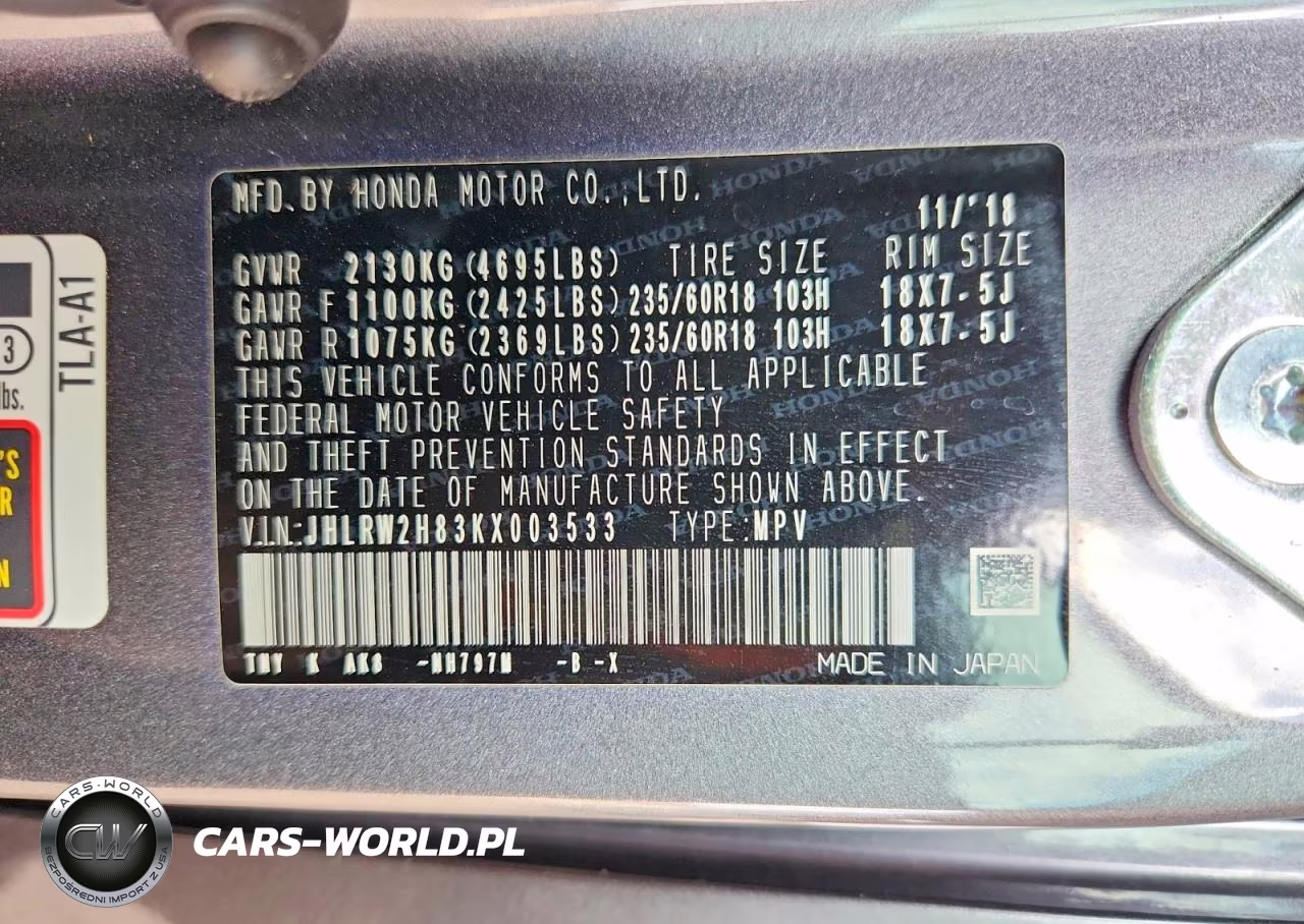 2019 Honda Cr-V Exl VIN:JHLRW2H83KX003533 - 13