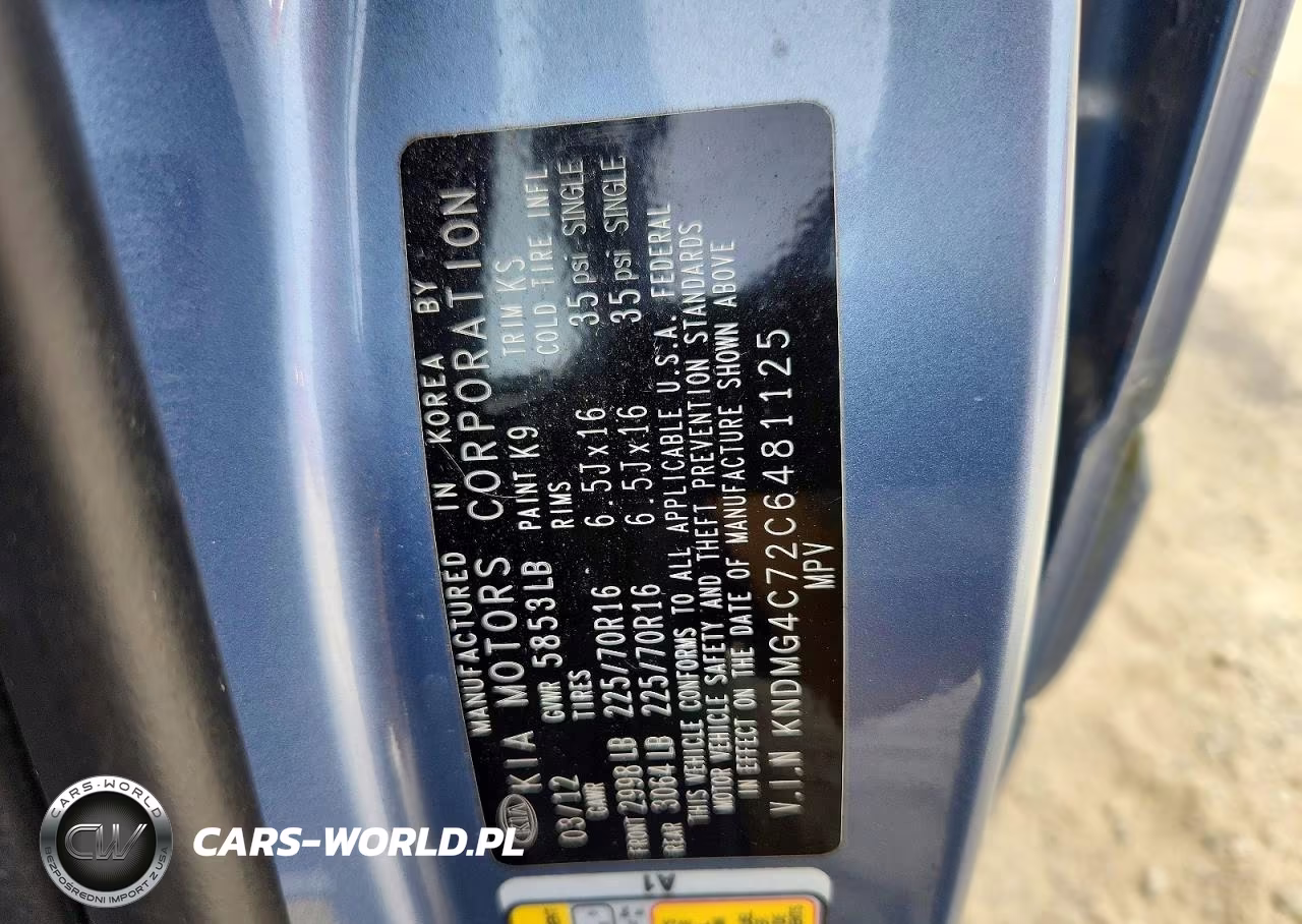 2012 Kia Sedona Lx VIN:KNDMG4C72C6481125 - 13