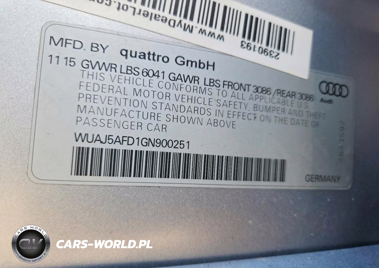 2016 Audi S8 Plus Quattro VIN:WUAJ5AFD1GN900251 - 12