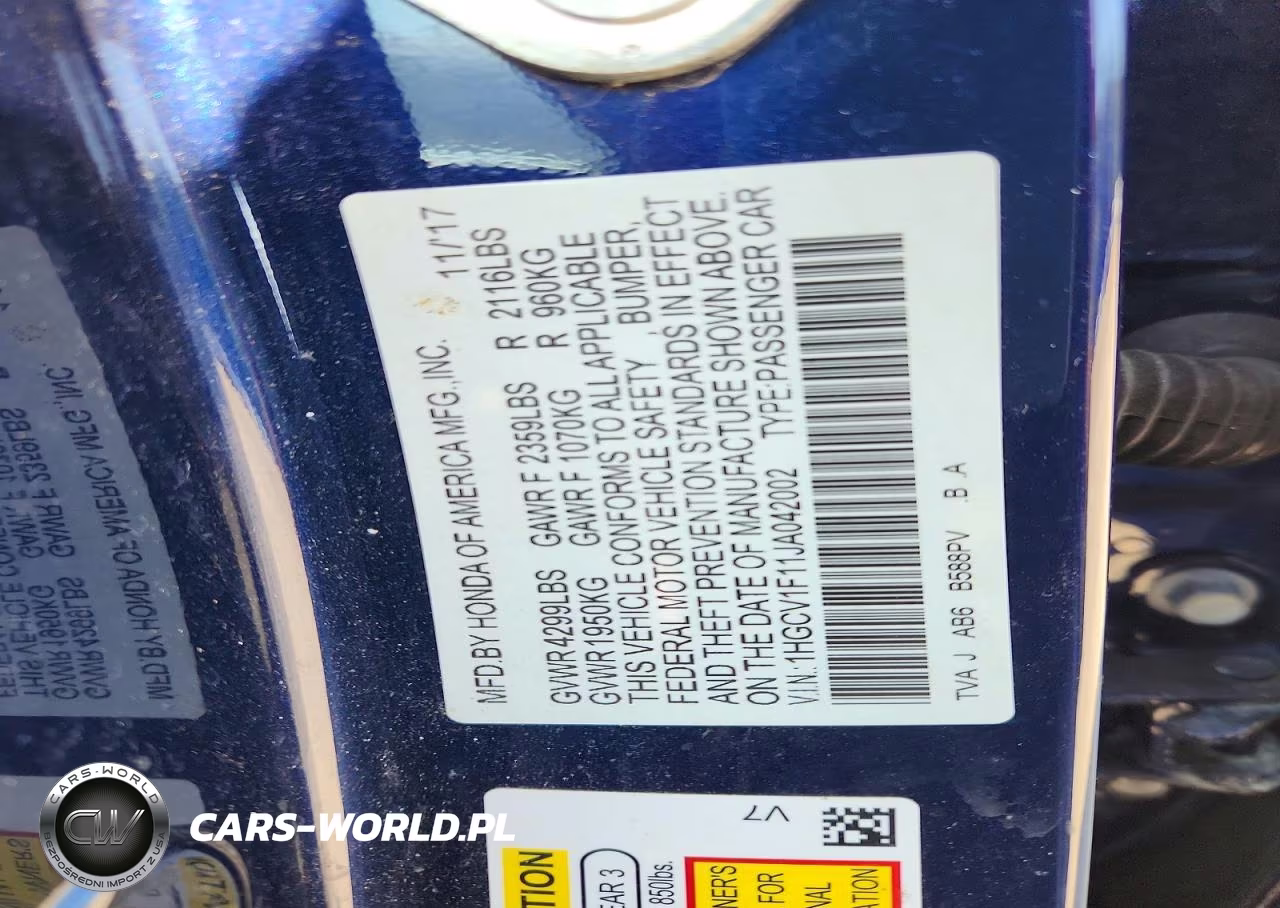 2018 Honda Accord Lx VIN:1HGCV1F11JA042002 - 12