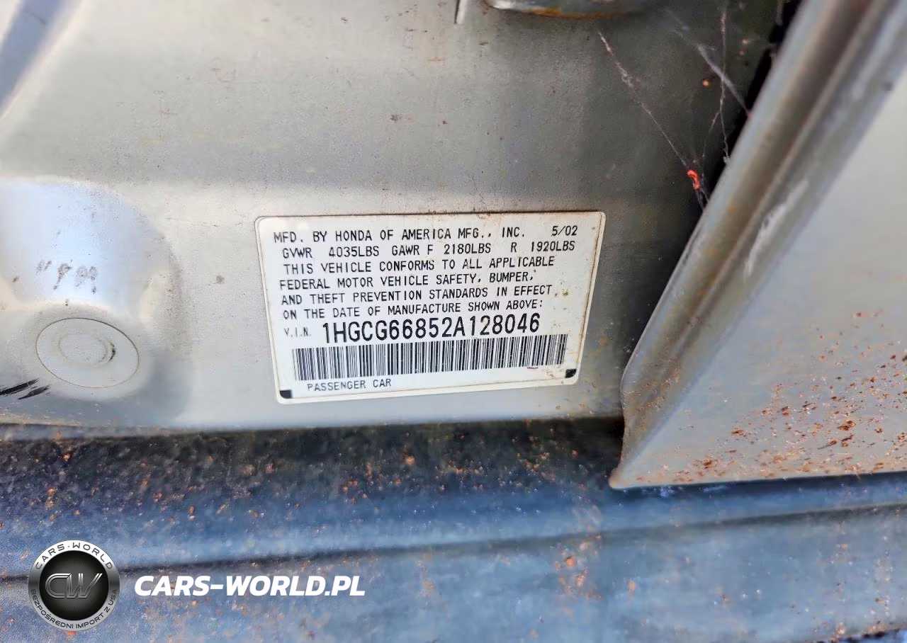 2002 Honda Accord Ex VIN:1HGCG66852A128046 - 12
