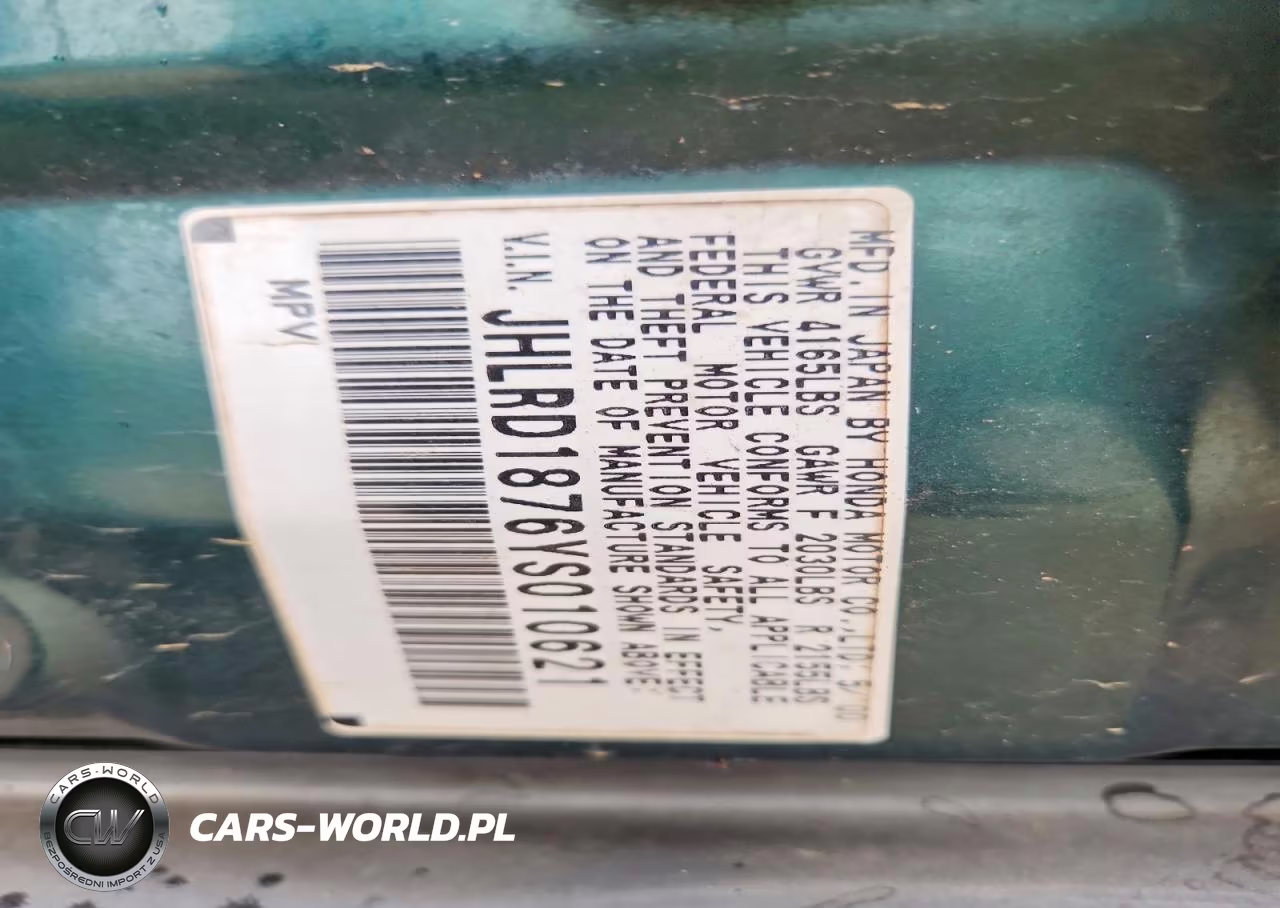 2000 Honda Cr-V Se VIN:JHLRD1876YS010621 - 12