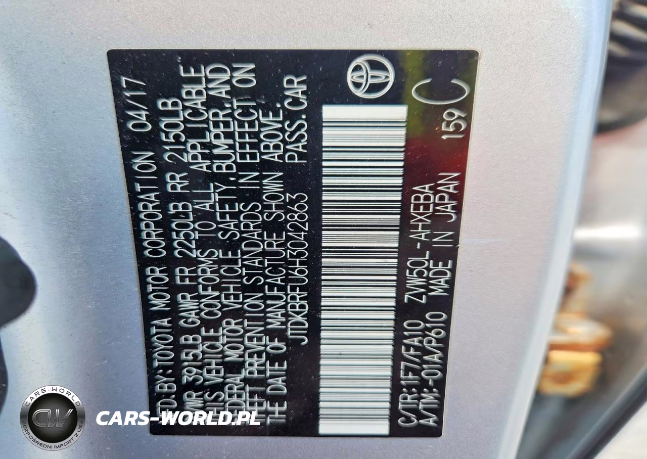 2017 Toyota Prius Two VIN:JTDKBRFU6H3042863 - 12