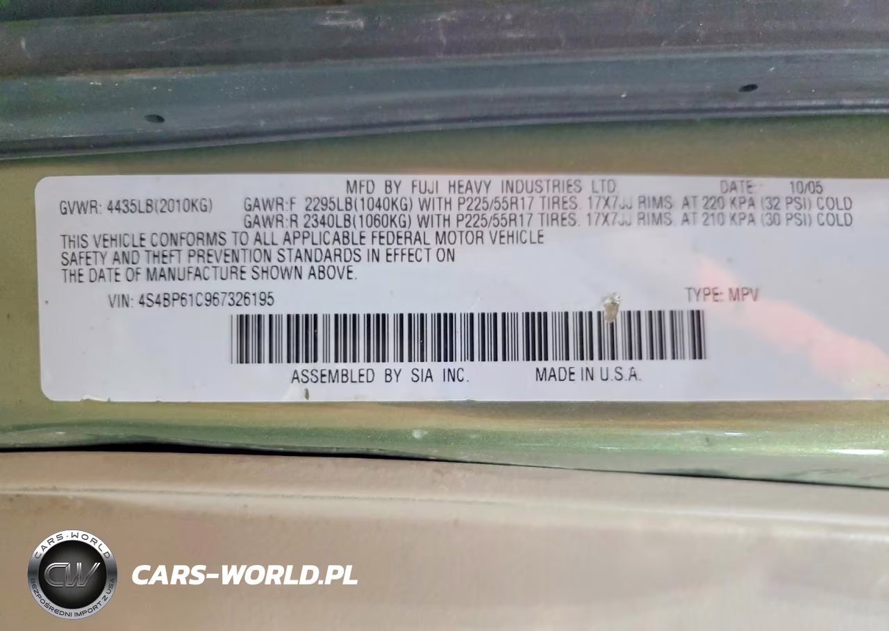 2006 Subaru Legacy Outback 2.5I VIN:4S4BP61C967326195 - 14