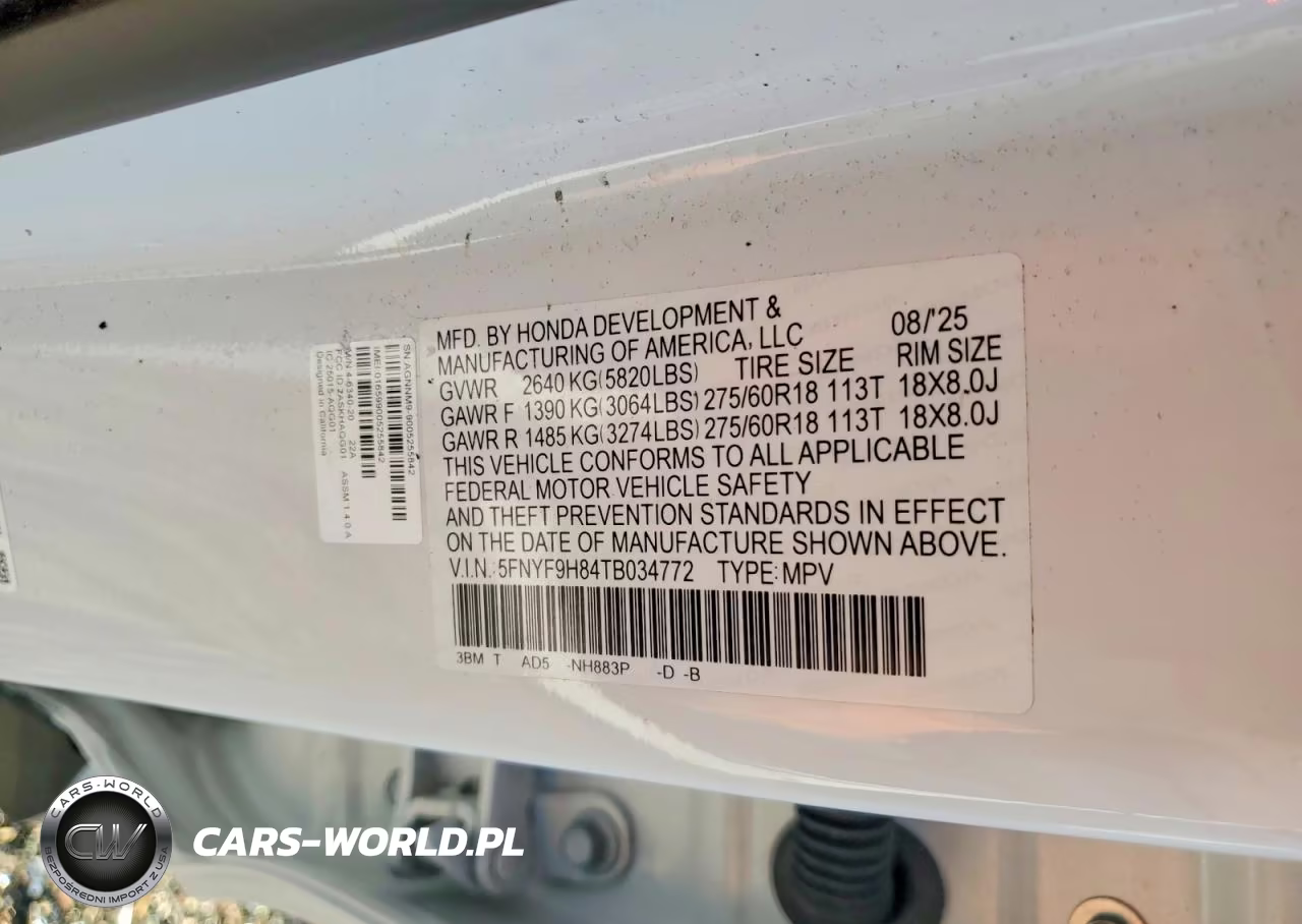 2026 Honda Passport Trailsport Elite VIN:5FNYF9H84TB034772 - 13