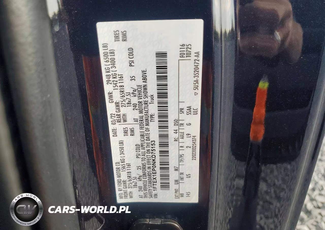 2022 Ford F150 Super Cab VIN:1FTEX1EP0NKD75153 - 12