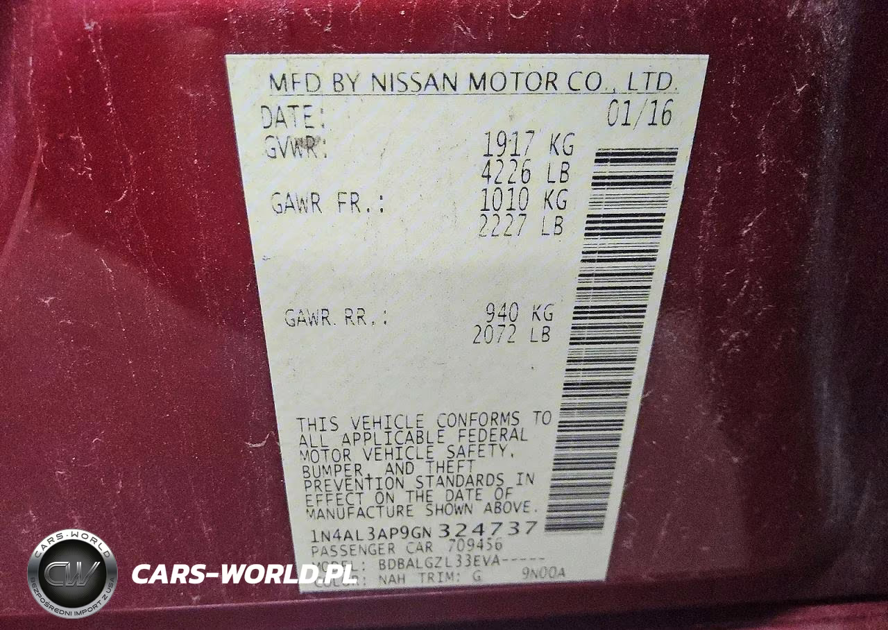 2016 Nissan Altima 2.5 S VIN:1N4AL3AP9GN324737 - 12