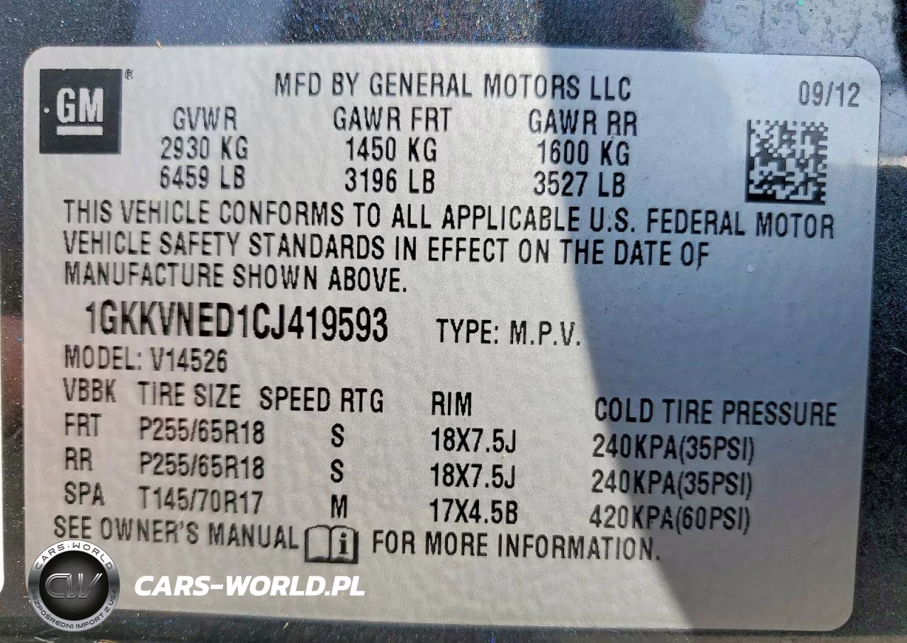 2012 GMC Acadia Sle VIN:1GKKVNED1CJ419593 - 13